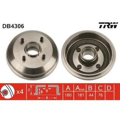 TRW | Bremstrommel | DB4306