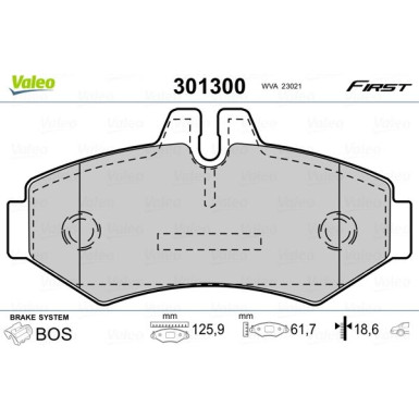 Valeo | Bremsbelagsatz, Scheibenbremse | 301300