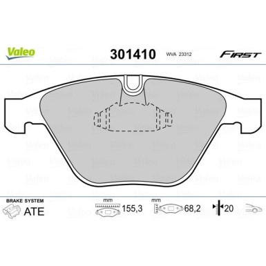 Valeo | Bremsbelagsatz, Scheibenbremse | 301410