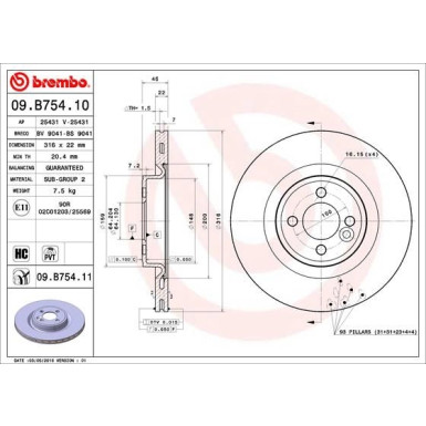 Brembo | Bremsscheibe | 09.B754.11