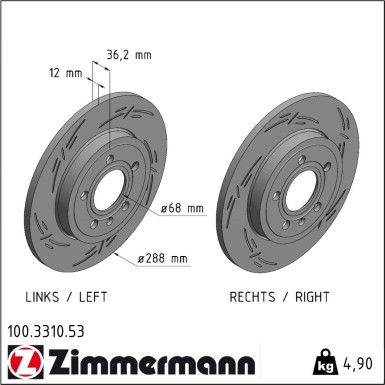 Zimmermann | Bremsscheibe | 100.3310.53