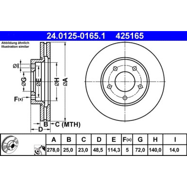 ATE | Bremsscheibe | 24.0125-0165.1