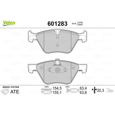 Valeo | Bremsbelagsatz, Scheibenbremse | 601283