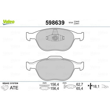 Valeo | Bremsbelagsatz, Scheibenbremse | 598639