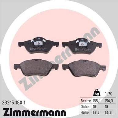 Zimmermann | Bremsbelagsatz, Scheibenbremse | 23215.180.1