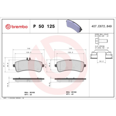 Brembo | Bremsbelagsatz, Scheibenbremse | P 50 125