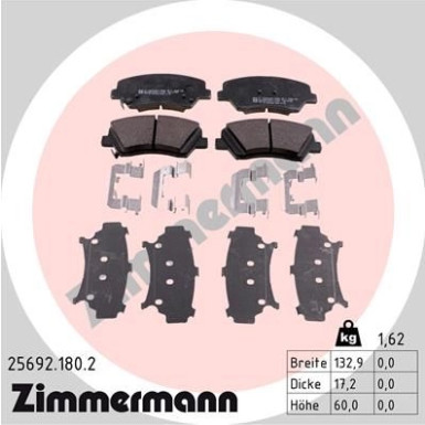 Zimmermann | Bremsbelagsatz, Scheibenbremse | 25692.180.2