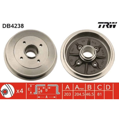 TRW | Bremstrommel | DB4238