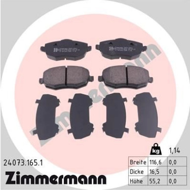 Zimmermann | Bremsbelagsatz, Scheibenbremse | 24073.165.1