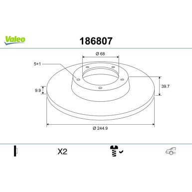 Valeo | Bremsscheibe | 186807