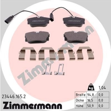 Zimmermann | Bremsbelagsatz, Scheibenbremse | 23446.165.2