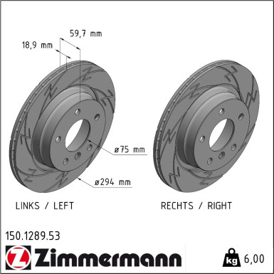 Zimmermann | Bremsscheibe | 150.1289.53