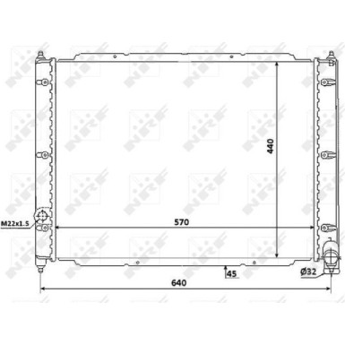 NRF 53944 Kühler, Motorkühlung für VW TRANSPORTER, 570x428x42mm, ALU Kühlrippen gelötet