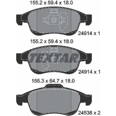 Textar | Bremsbelagsatz, Scheibenbremse | 2491401