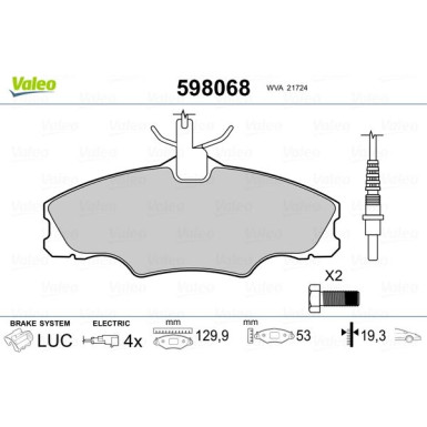 Valeo | Bremsbelagsatz, Scheibenbremse | 598068