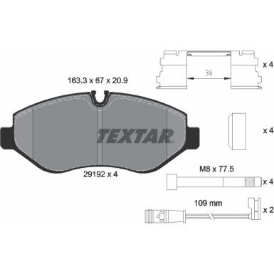 Textar | Bremsbelagsatz, Scheibenbremse | 2919202