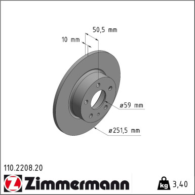 Zimmermann | Bremsscheibe | 110.2208.20