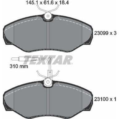 Textar | Bremsbelagsatz, Scheibenbremse | 2309903