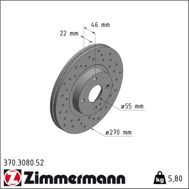 Zimmermann | Bremsscheibe | 370.3080.52