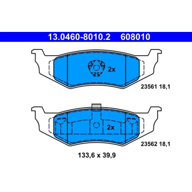 ATE | Bremsbelagsatz, Scheibenbremse | 13.0460-8010.2