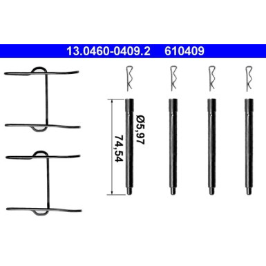 ATE | Zubehörsatz, Scheibenbremsbelag | 13.0460-0409.2