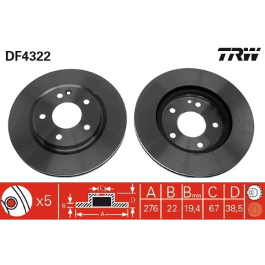 TRW | Bremsscheibe | DF4322