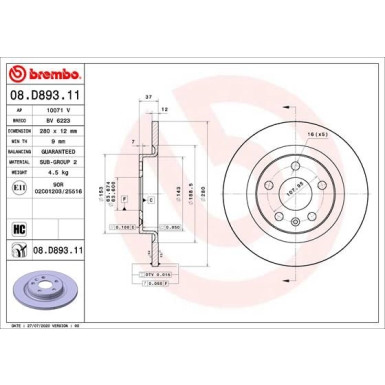 Brembo | Bremsscheibe | 08.D893.11