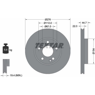 TEXTAR 92131903 Bremsscheibe PRO 276x22mm, innenbelüftet