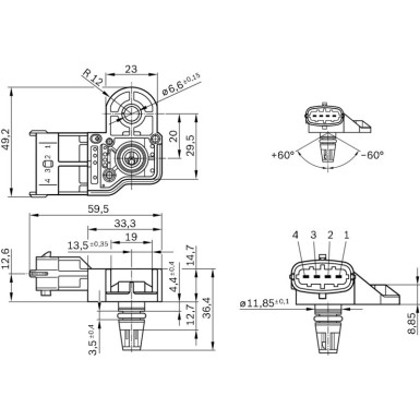 BOSCH | Sensor, Ladedruck | 0 281 006 051