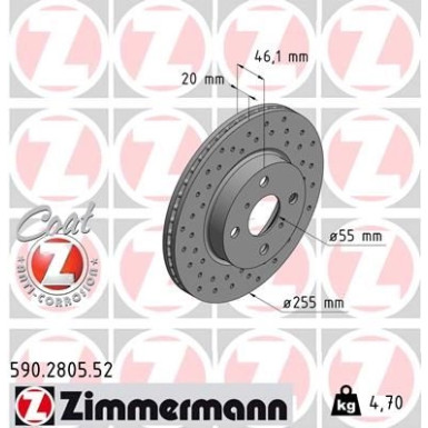 Zimmermann | Bremsscheibe | 590.2805.52