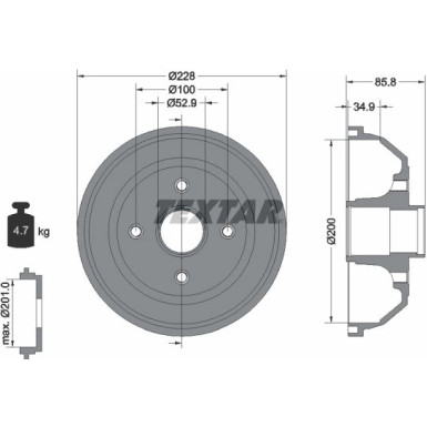 Textar | Bremstrommel | 94024100