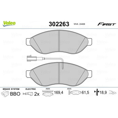 Valeo | Bremsbelagsatz, Scheibenbremse | 302263