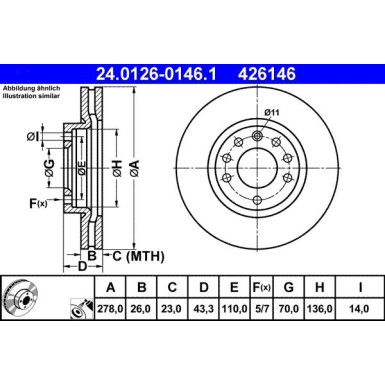 ATE | Bremsscheibe | 24.0126-0146.1