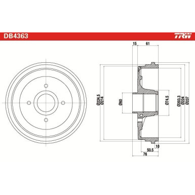 TRW | Bremstrommel | DB4363