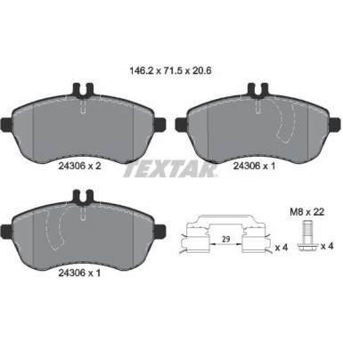 Textar | Bremsbelagsatz, Scheibenbremse | 2430602