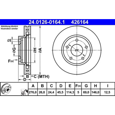 ATE | Bremsscheibe | 24.0126-0164.1