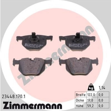 Zimmermann | Bremsbelagsatz, Scheibenbremse | 23448.170.1