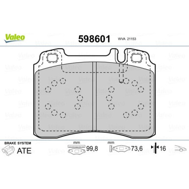 Valeo | Bremsbelagsatz, Scheibenbremse | 598601