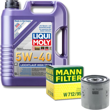 3864 LIQUI MOLY Leichtlauf High Tech 5W-40, 5l + MANN-FILTER W 712/95 Ölfilter