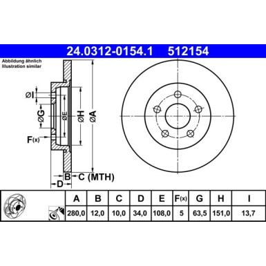 ATE | Bremsscheibe | 24.0312-0154.1