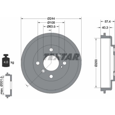 Textar | Bremstrommel | 94031900