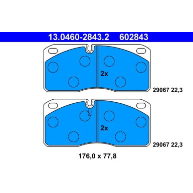 ATE | Bremsbelagsatz, Scheibenbremse | 13.0460-2843.2