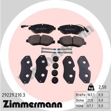 Zimmermann | Bremsbelagsatz, Scheibenbremse | 29229.210.3