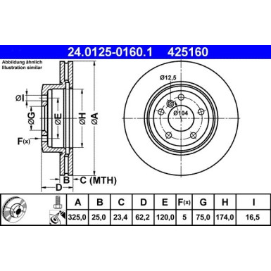 ATE | Bremsscheibe | 24.0125-0160.1