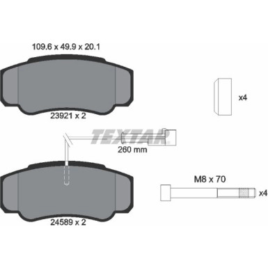 Textar | Bremsbelagsatz, Scheibenbremse | 2392103