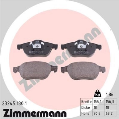 Zimmermann | Bremsbelagsatz, Scheibenbremse | 23245.180.1