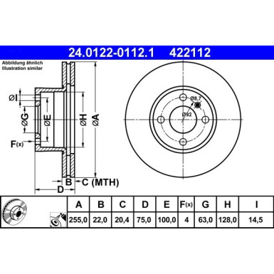 ATE | Bremsscheibe | 24.0122-0112.1