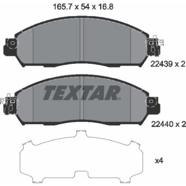 Textar | Bremsbelagsatz, Scheibenbremse | 2243901