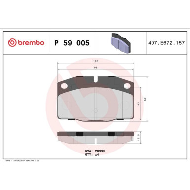 Brembo | Bremsbelagsatz, Scheibenbremse | P 59 005