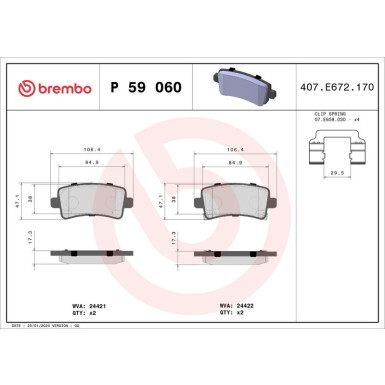 Brembo | Bremsbelagsatz, Scheibenbremse | P 59 060